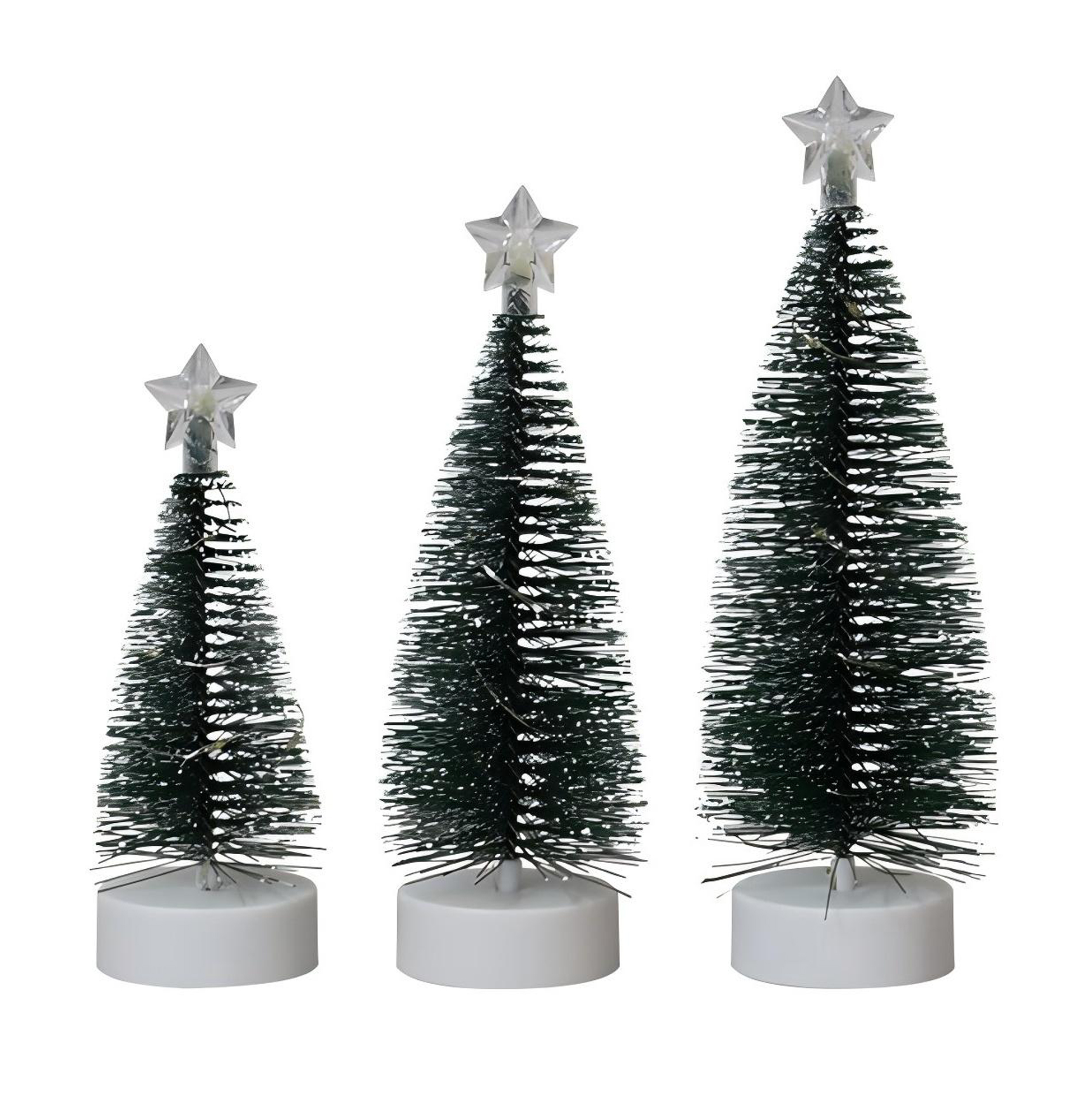 Set of 3 Mini Artificial Christmas Trees with Star Topperss