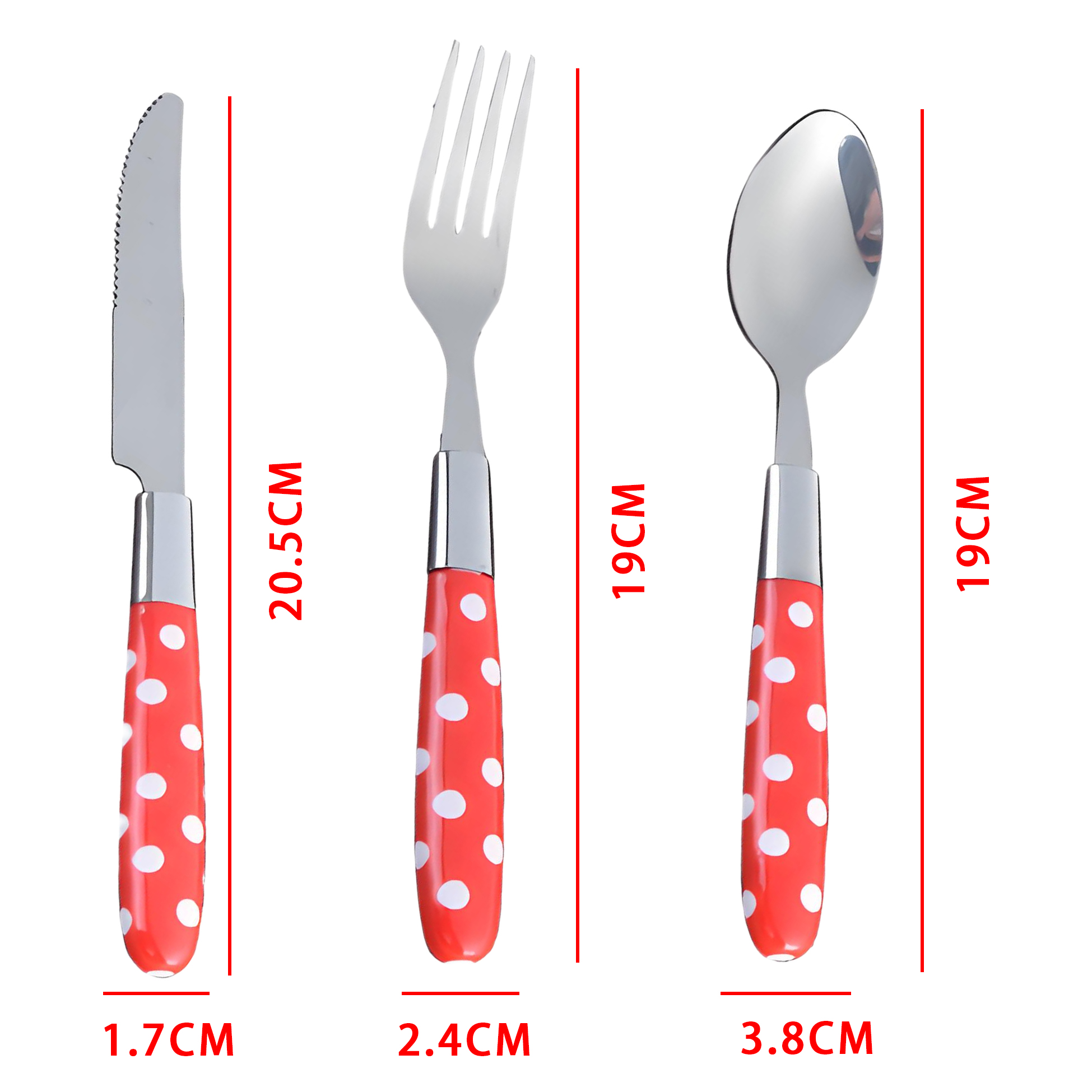 Red Polka Dot Plastic Handled Cutlery Set
