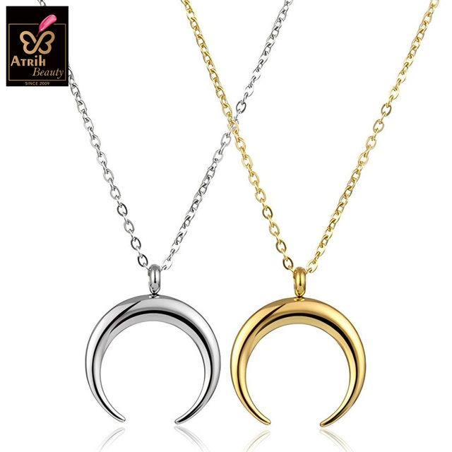  Gold Plated Crescent Moon Pendant Necklace