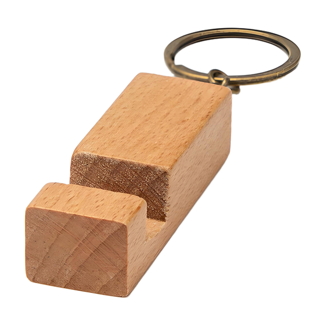 Wooden Multi - function Keychain Phone Stand
