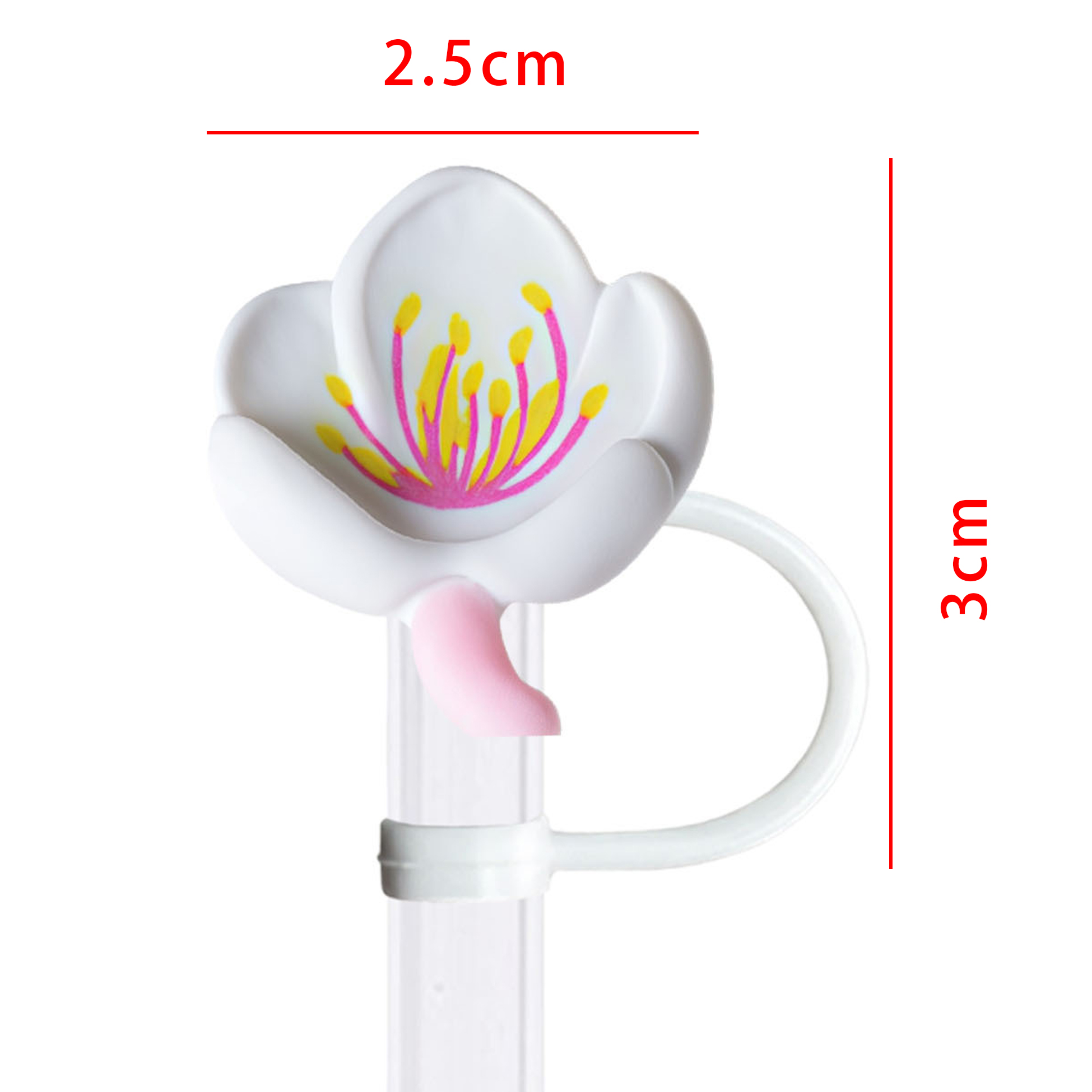 Peach Blossom - shaped Silicone Straw Toppers