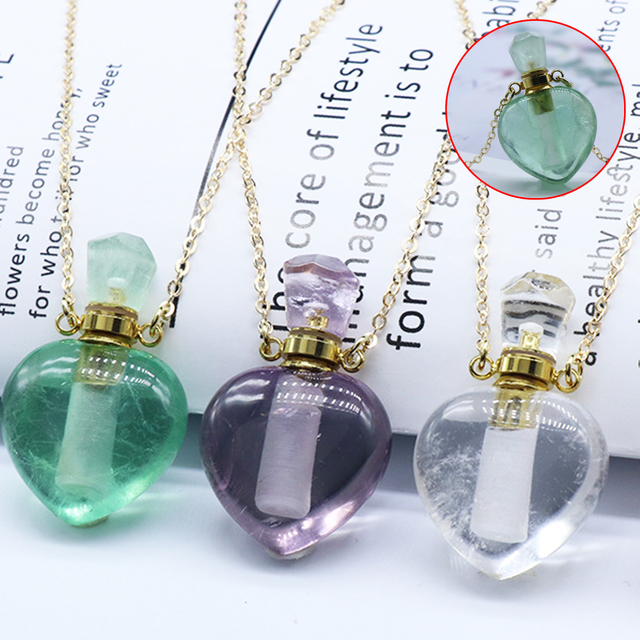 Heart - shaped Crystal Perfume Bottle Pendant