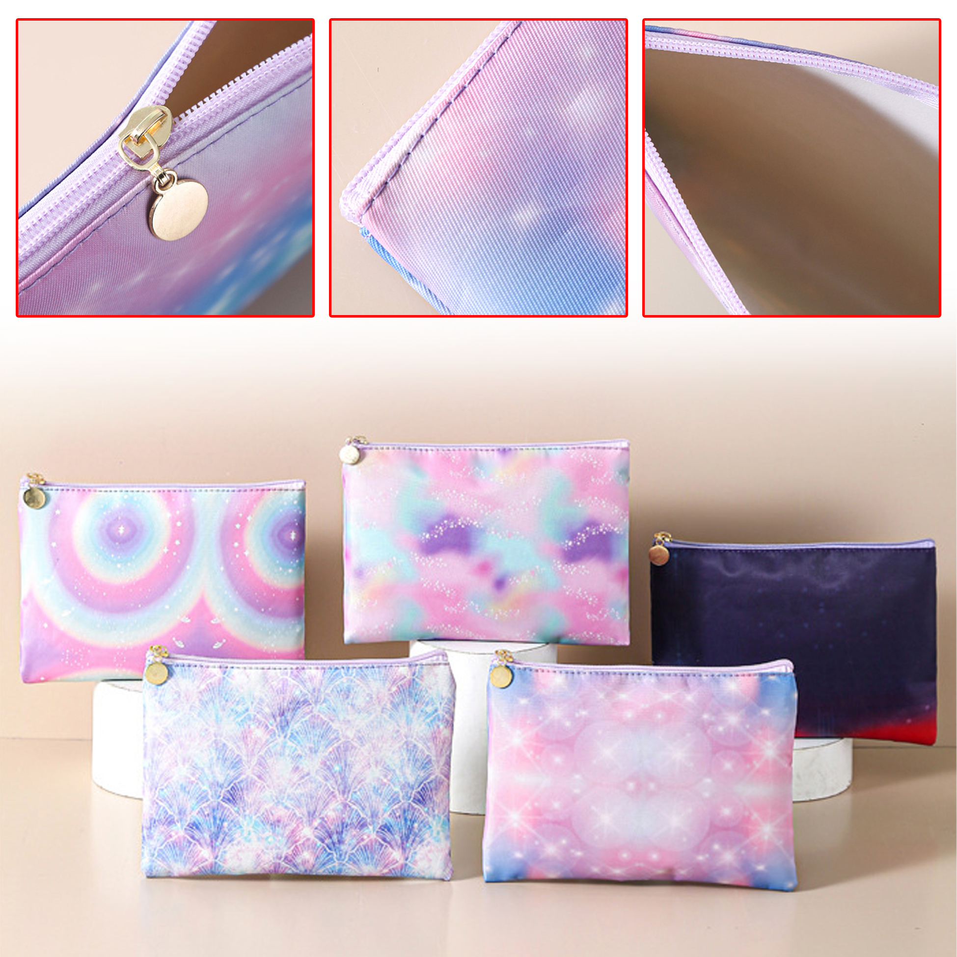 Mermaid Scales Printed Zipper Makeup Pouch