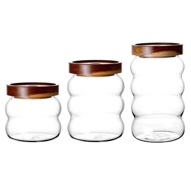 Airtight Bamboo Lid Glass Storage Jars for Home Use