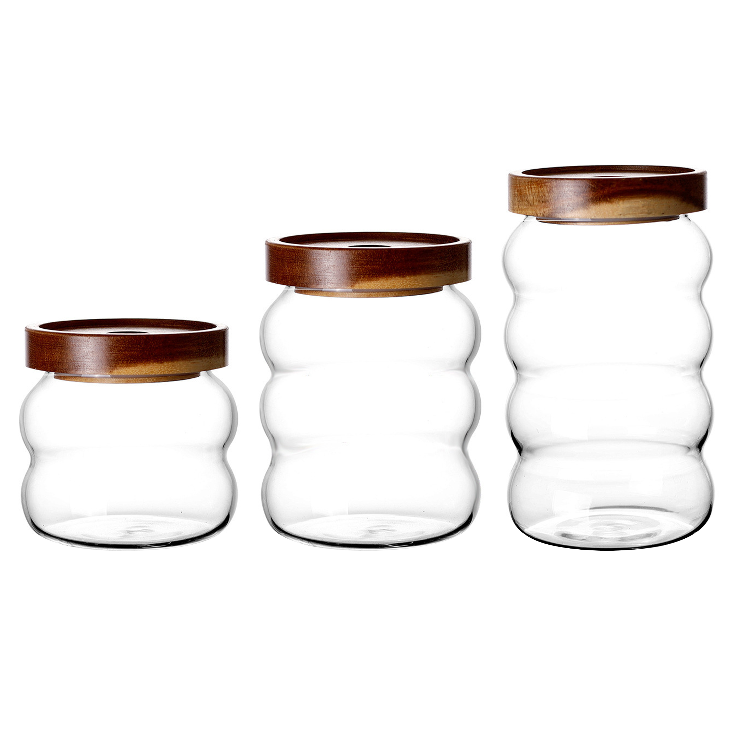 Airtight Bamboo Lid Glass Storage Jars for Home Use