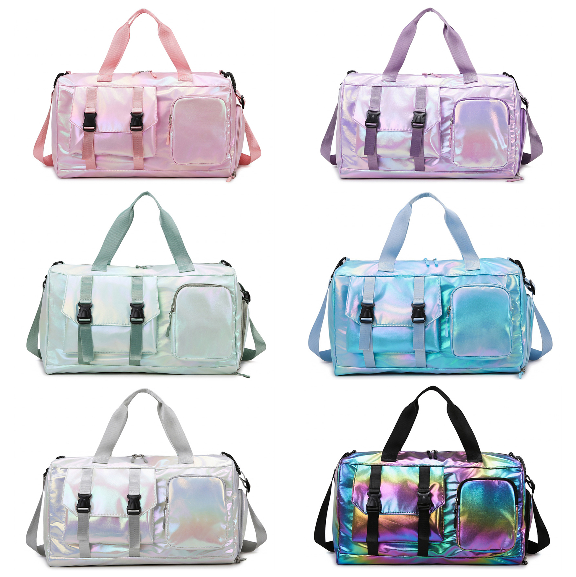 Holographic Duffle Bag, 45L Iridescent Gym Bag