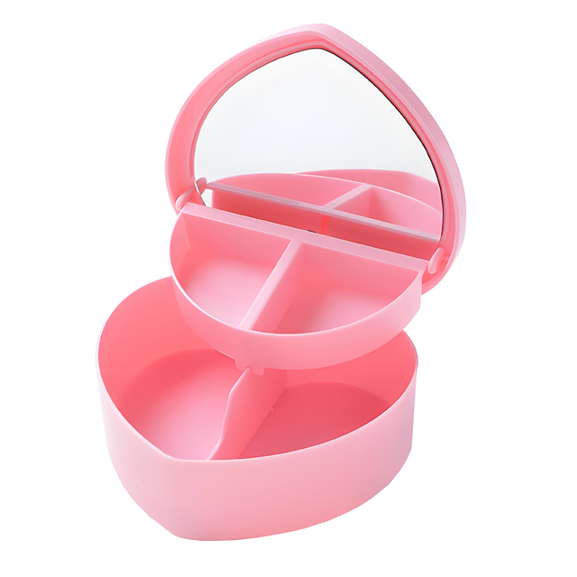 Heart Shaped Pink Jewelry Organizer with Mirror