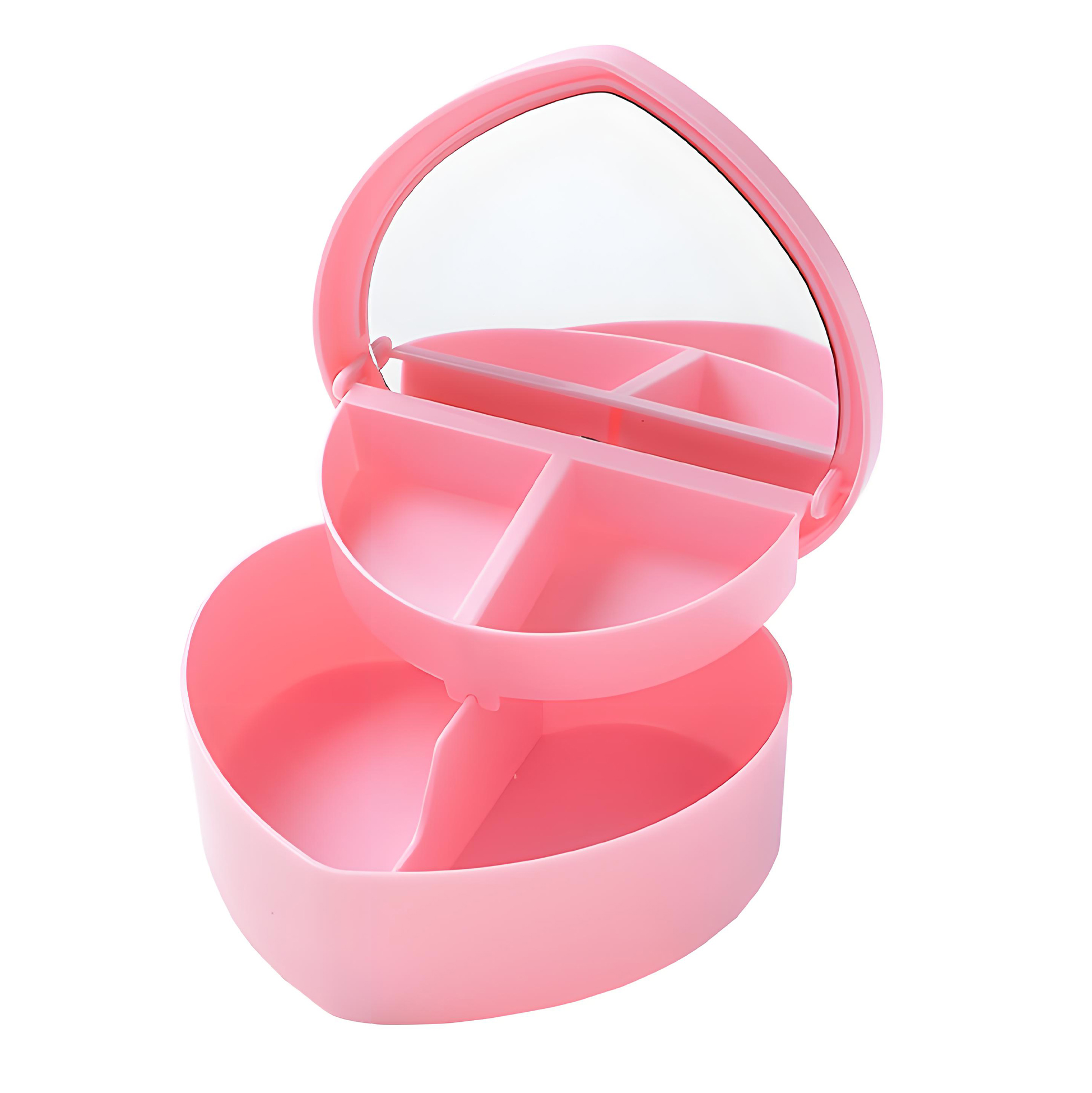 Heart Shaped Pink Jewelry Organizer with Mirror