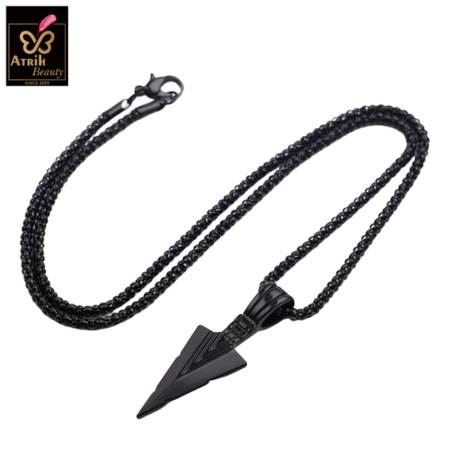 Black Arrowhead Pendant Necklace Gothic Style Jewelry
