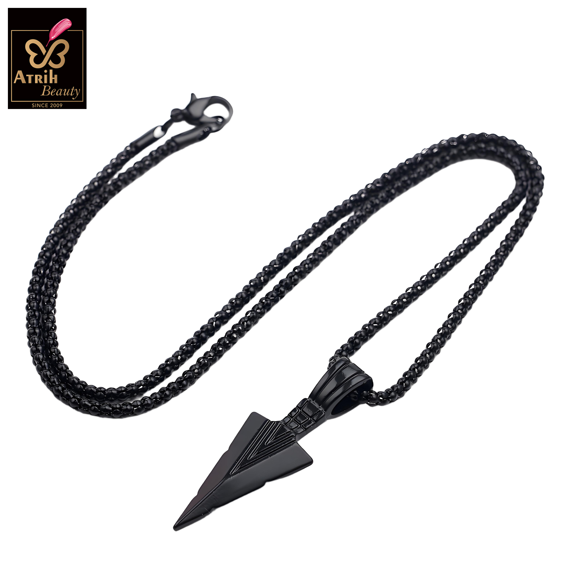 Black Arrowhead Pendant Necklace Gothic Style Jewelry