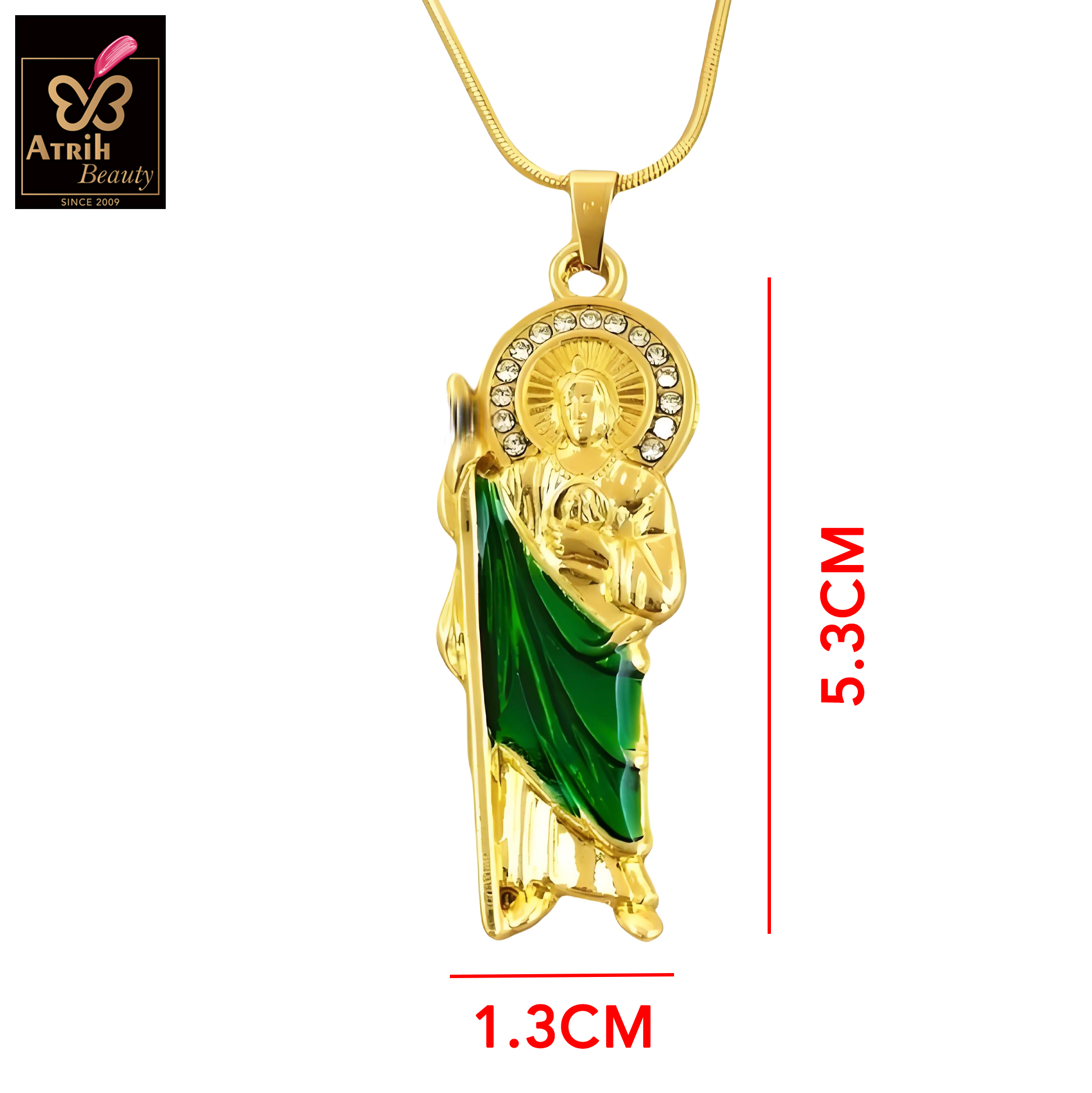 Gold Plated Classic Saint Jude Medal Necklace Chain