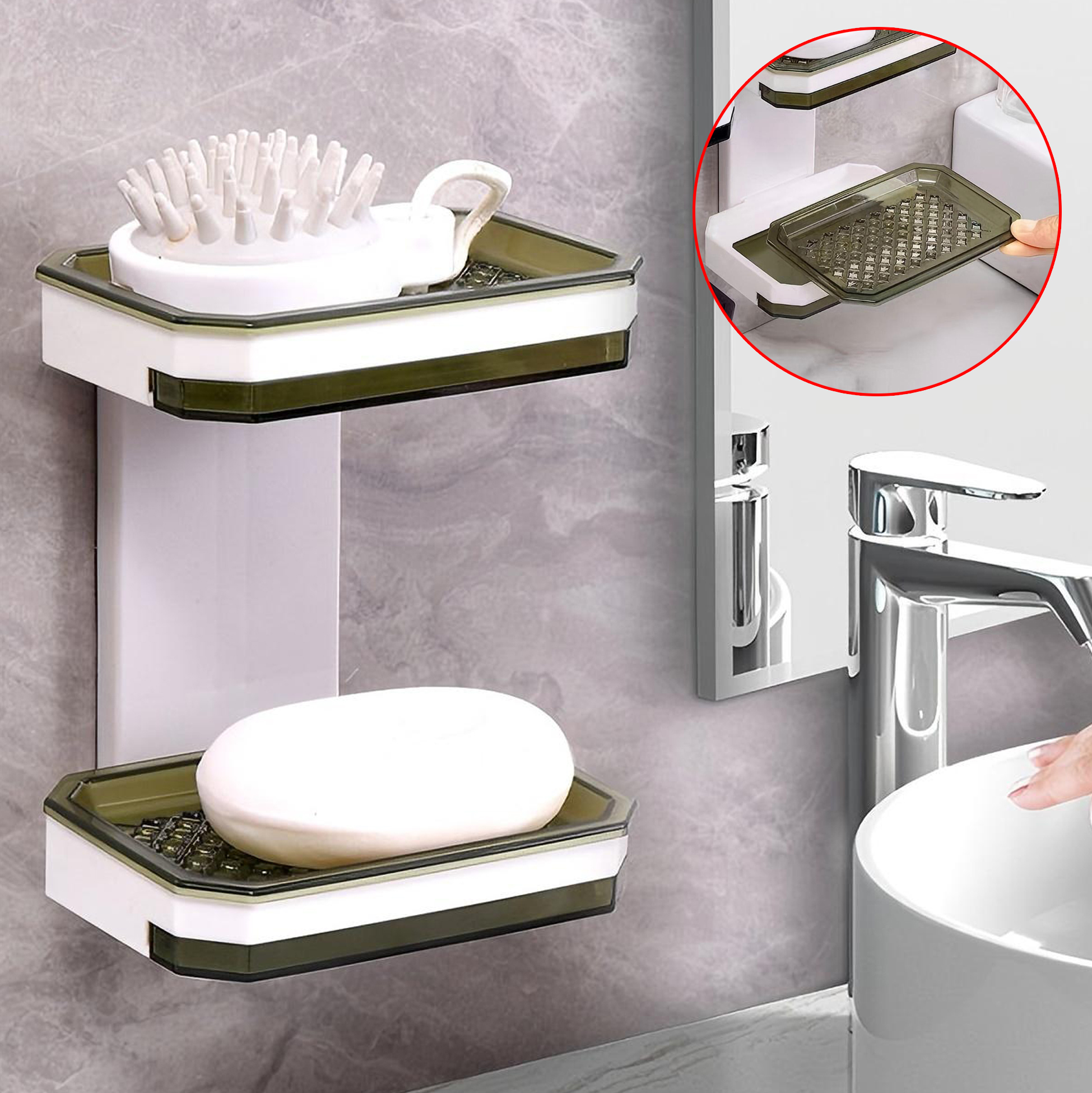 Double Layer Plastic Wall Mounted Soap Holder