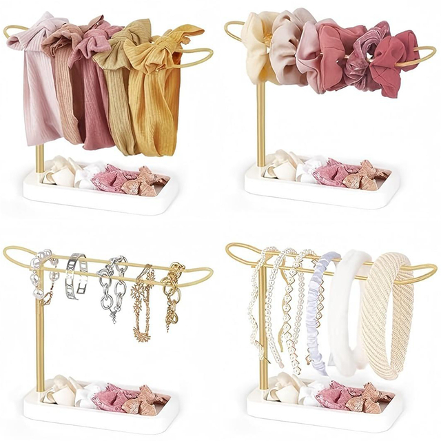 Gold Metal Headband & Hair Accessory Organizer Rack