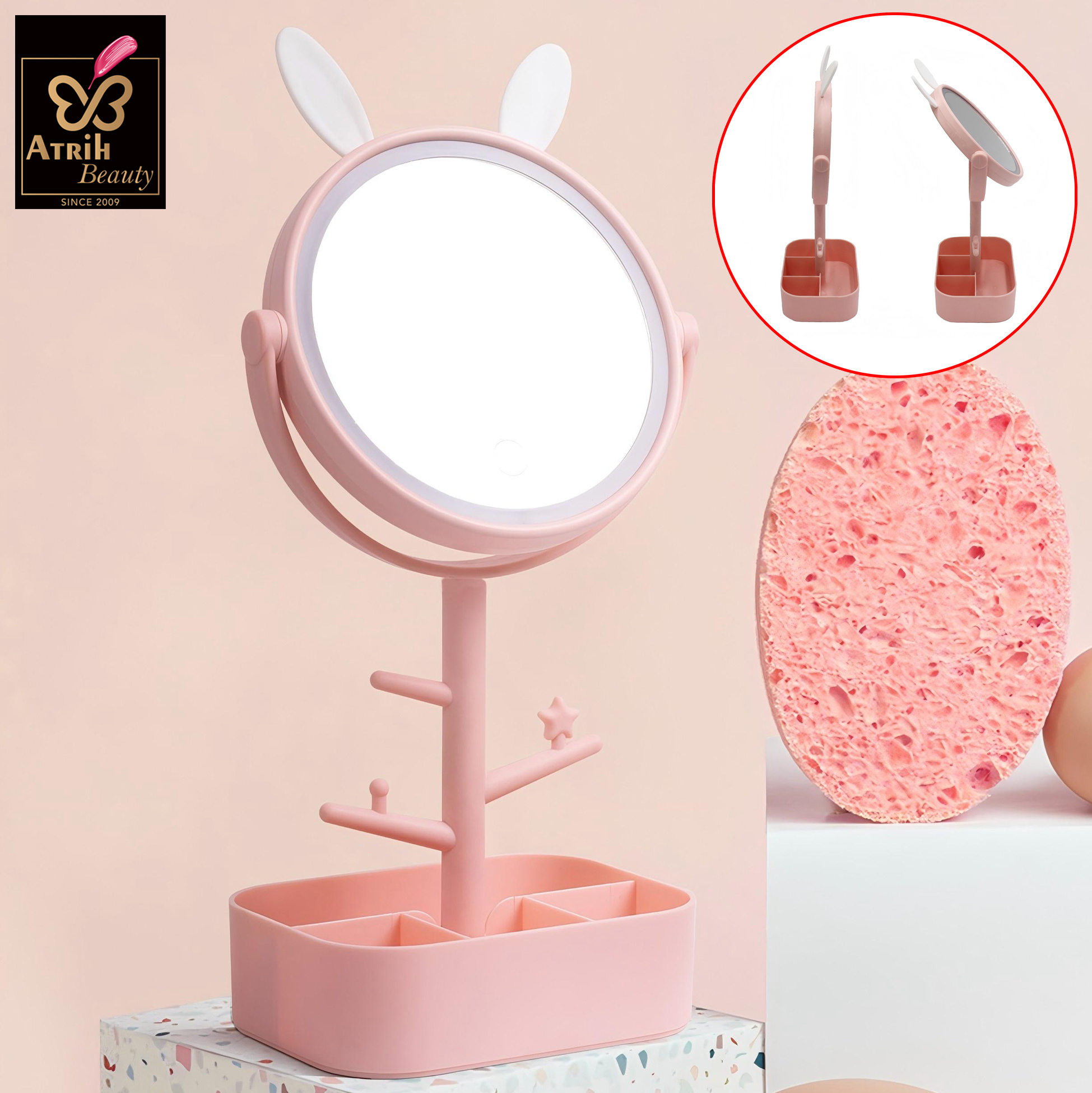 LED Makeup Mirror with Storage Tray