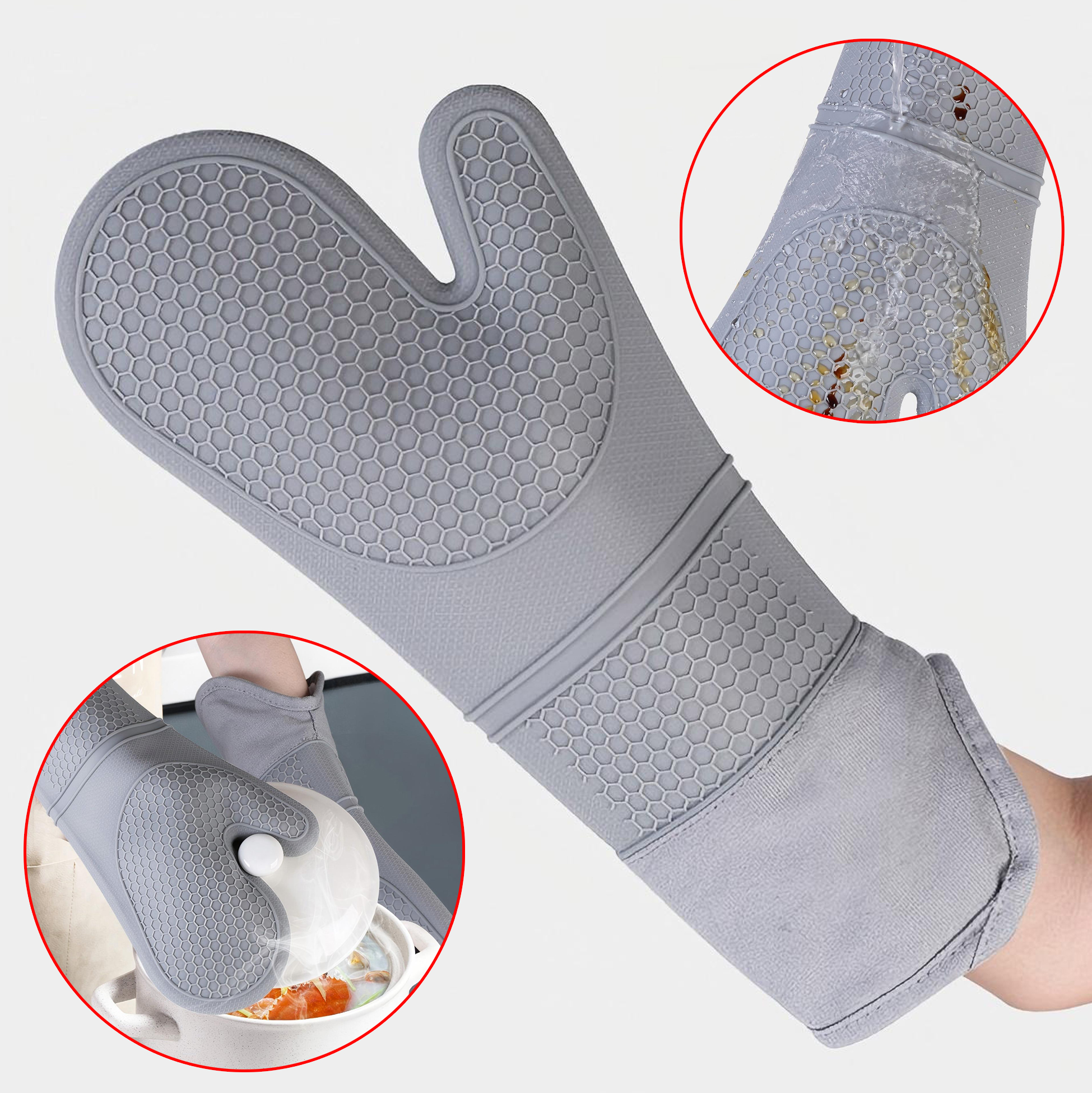 Modern Grey Silicone Oven Mitt