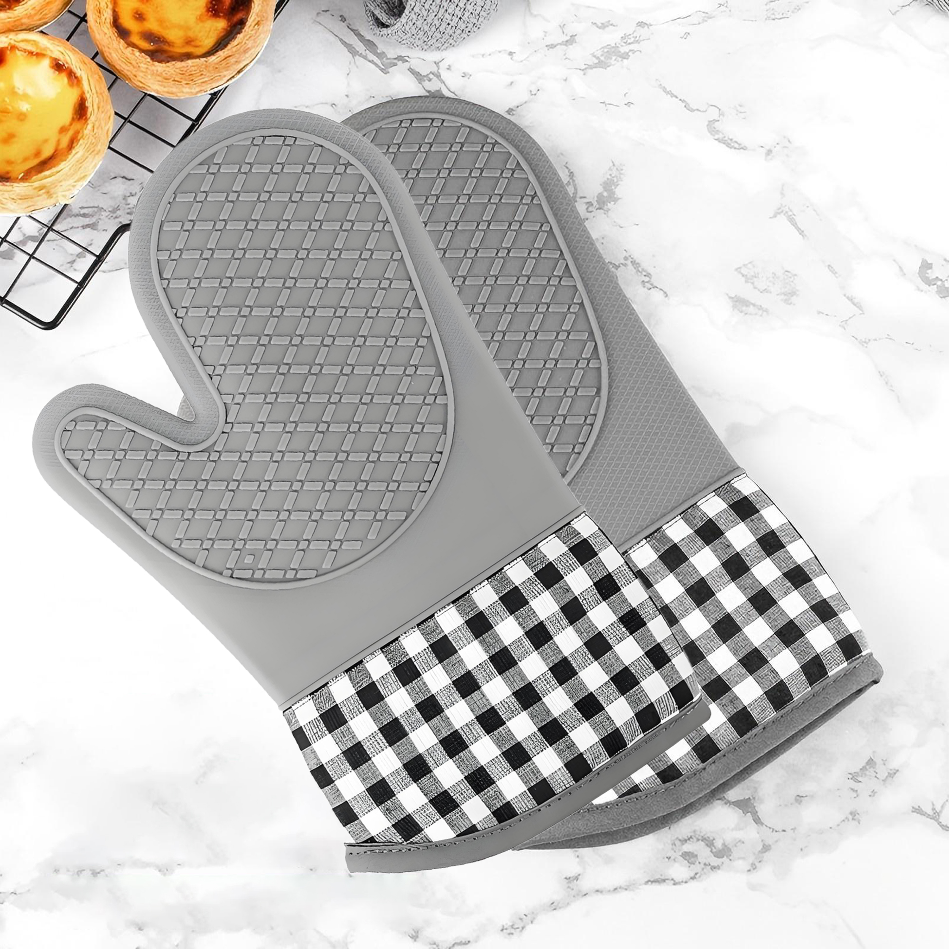 Stylish Grey Silicone Oven Mitt