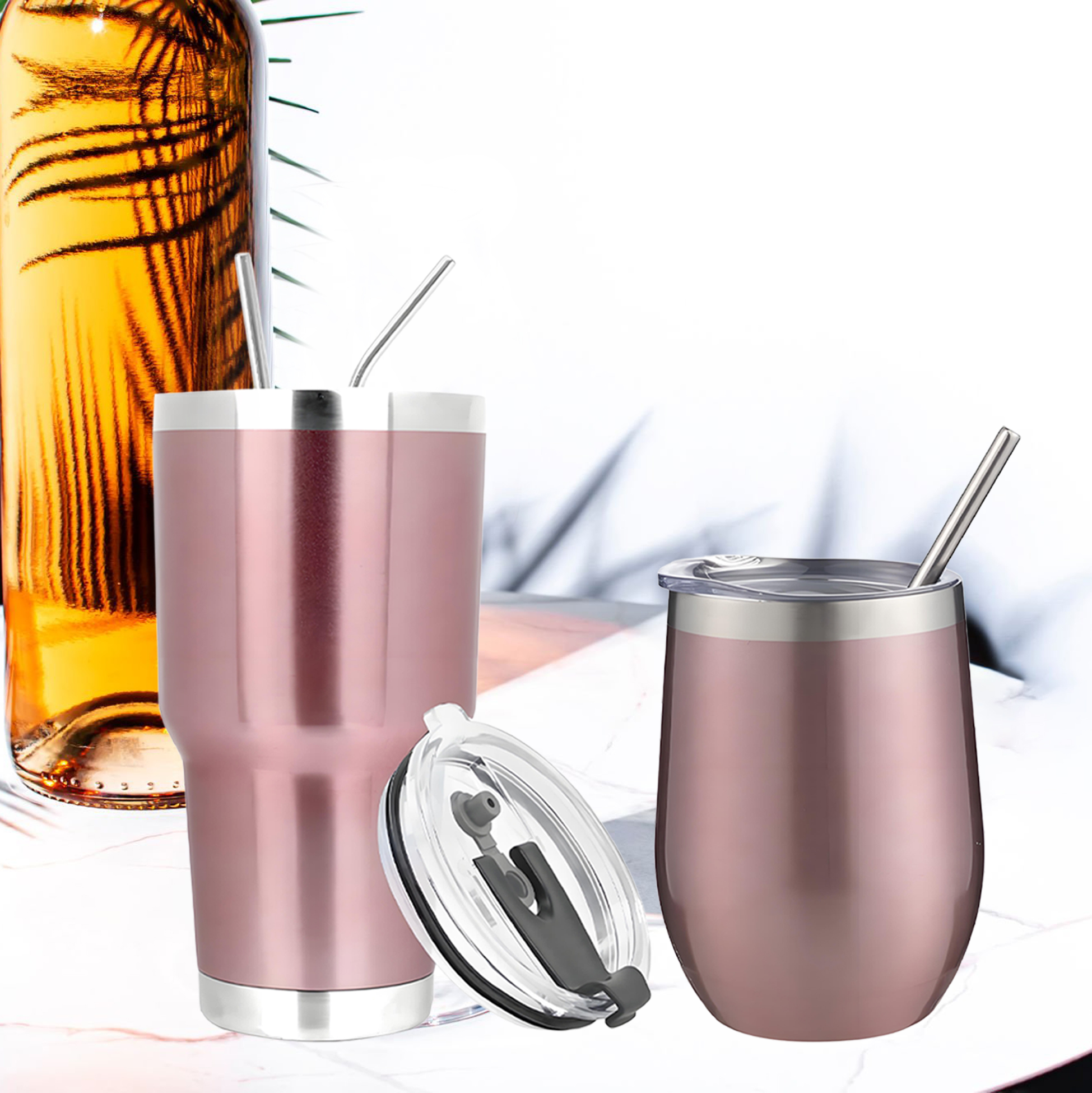 Rose Gold Stainless Steel Insulated Wine Tumbler Set