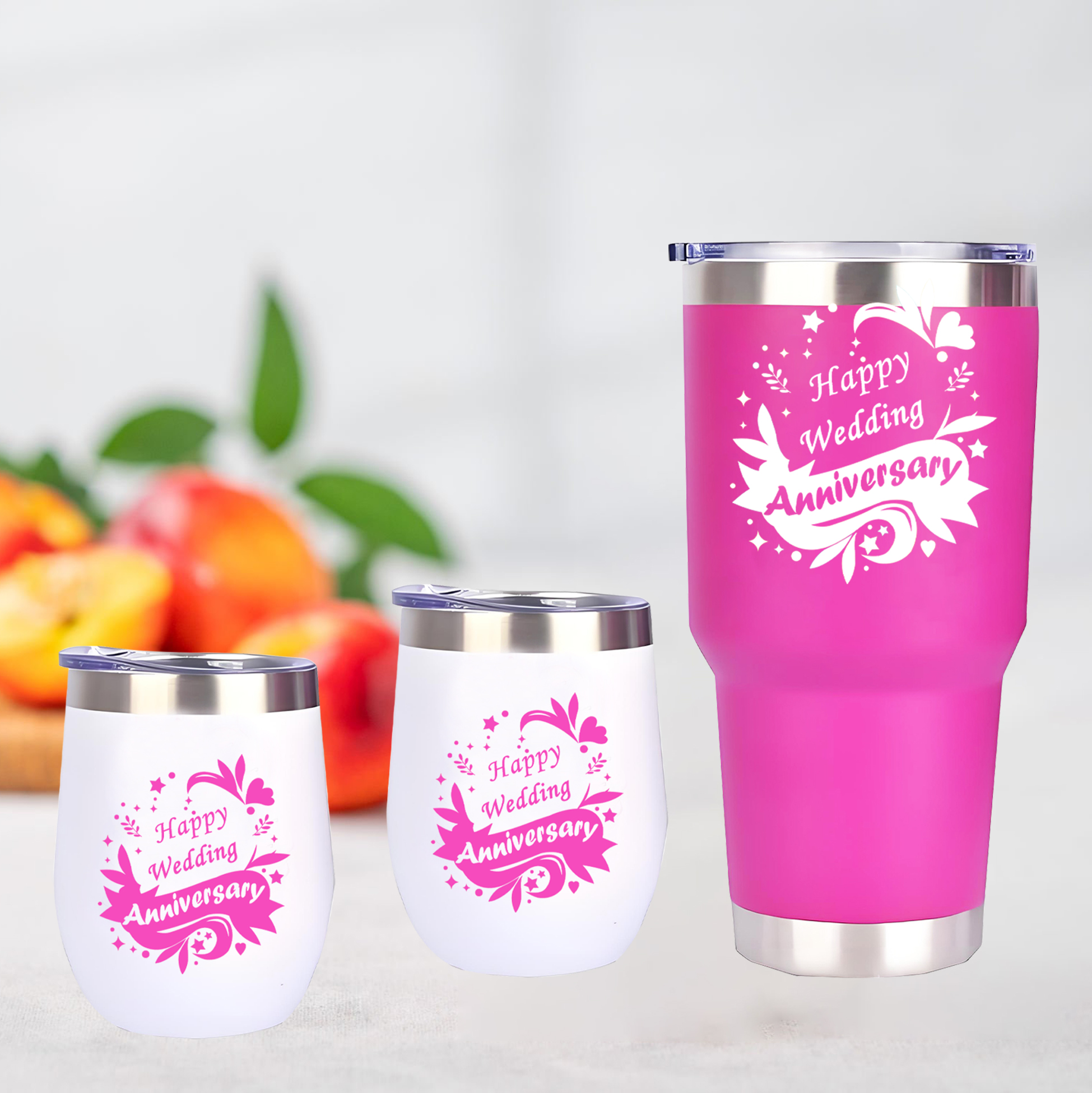 Pink Themed Stainless Steel Drinkware Set
