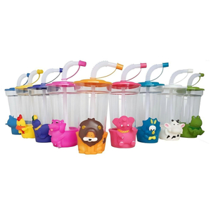  Plastic Animal Shaped Straw Cup