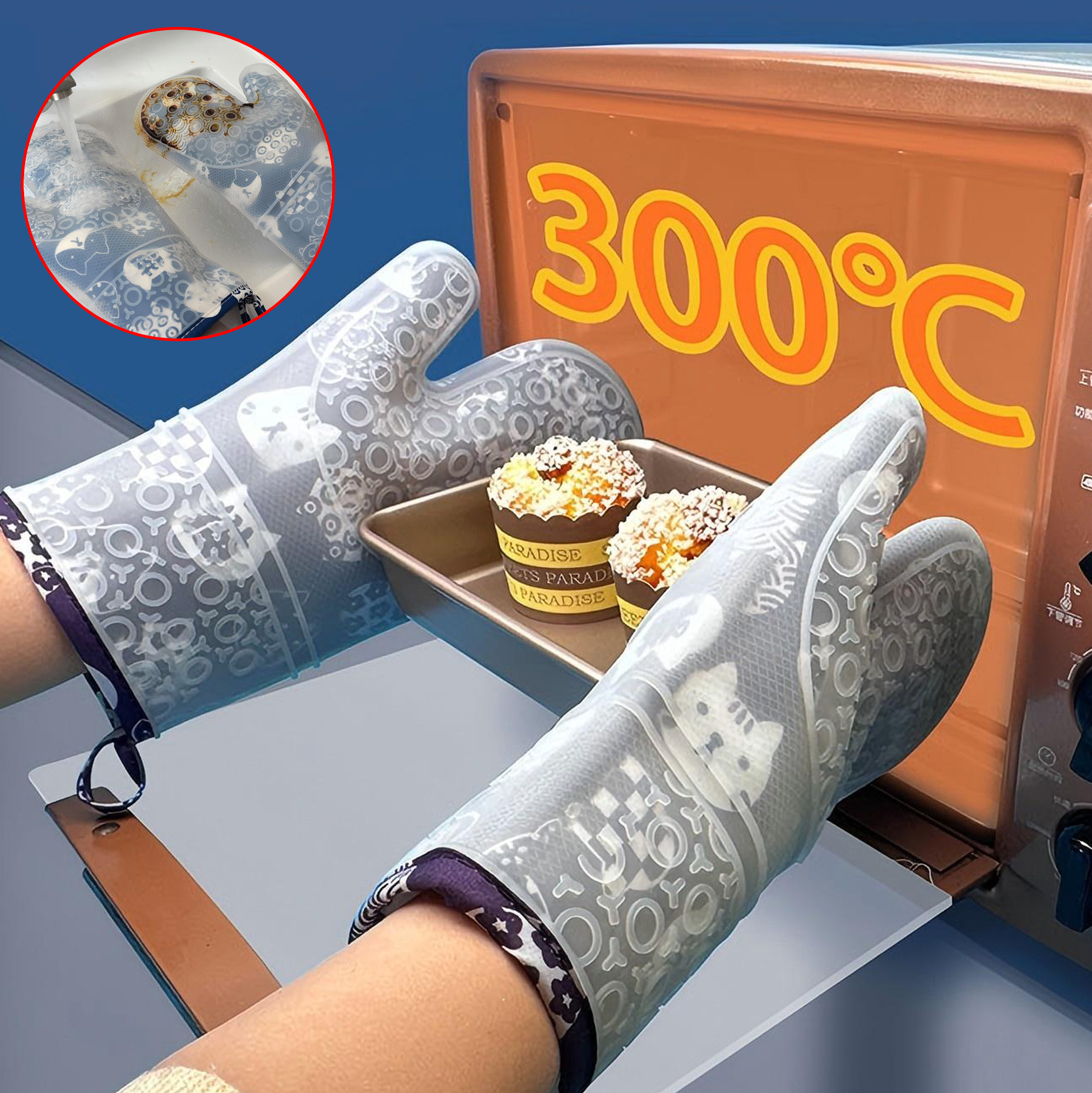 Cute Cartoon Printed Silicone Oven Mitt