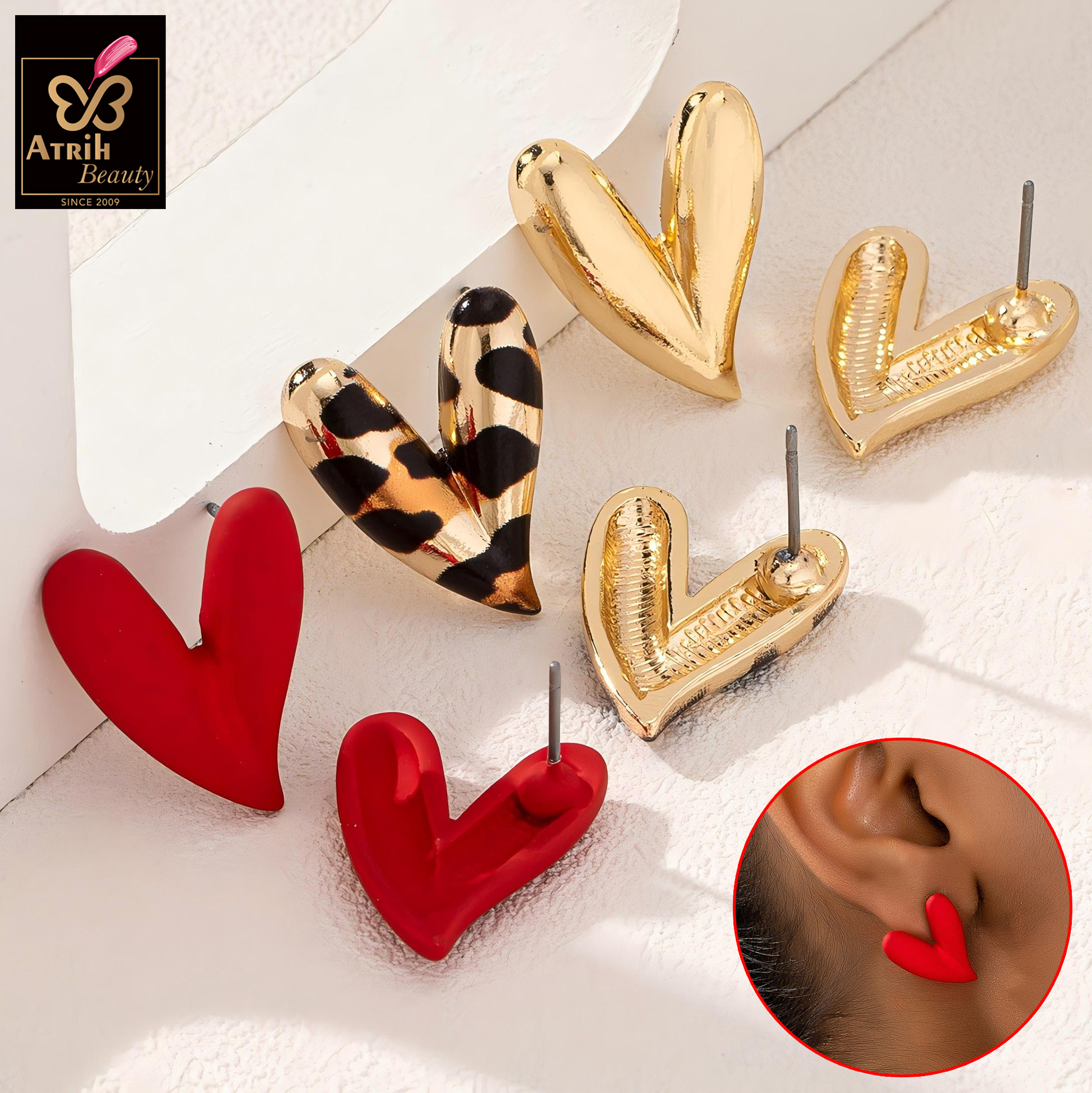 Heart Shaped Stud Earrings