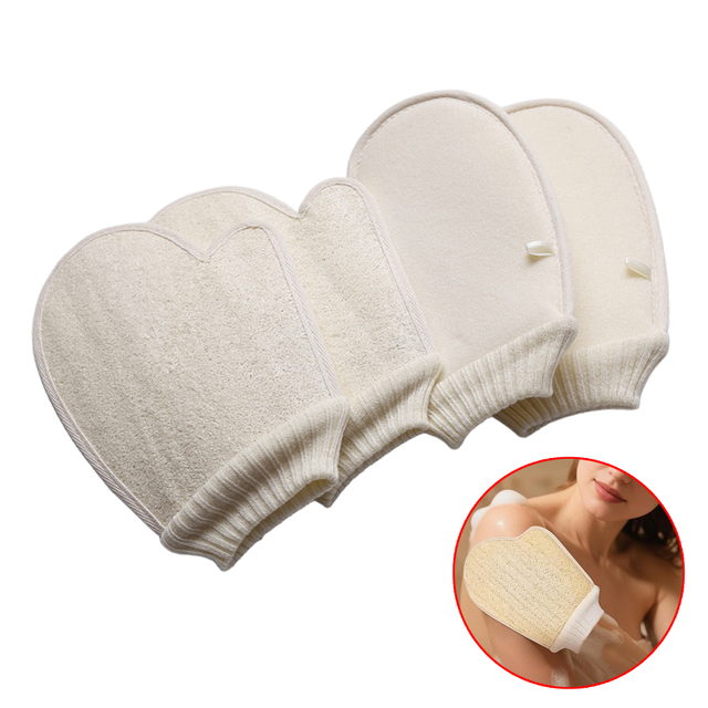 Soft Textured Natural Loofah Exfoliating Bath Mitts