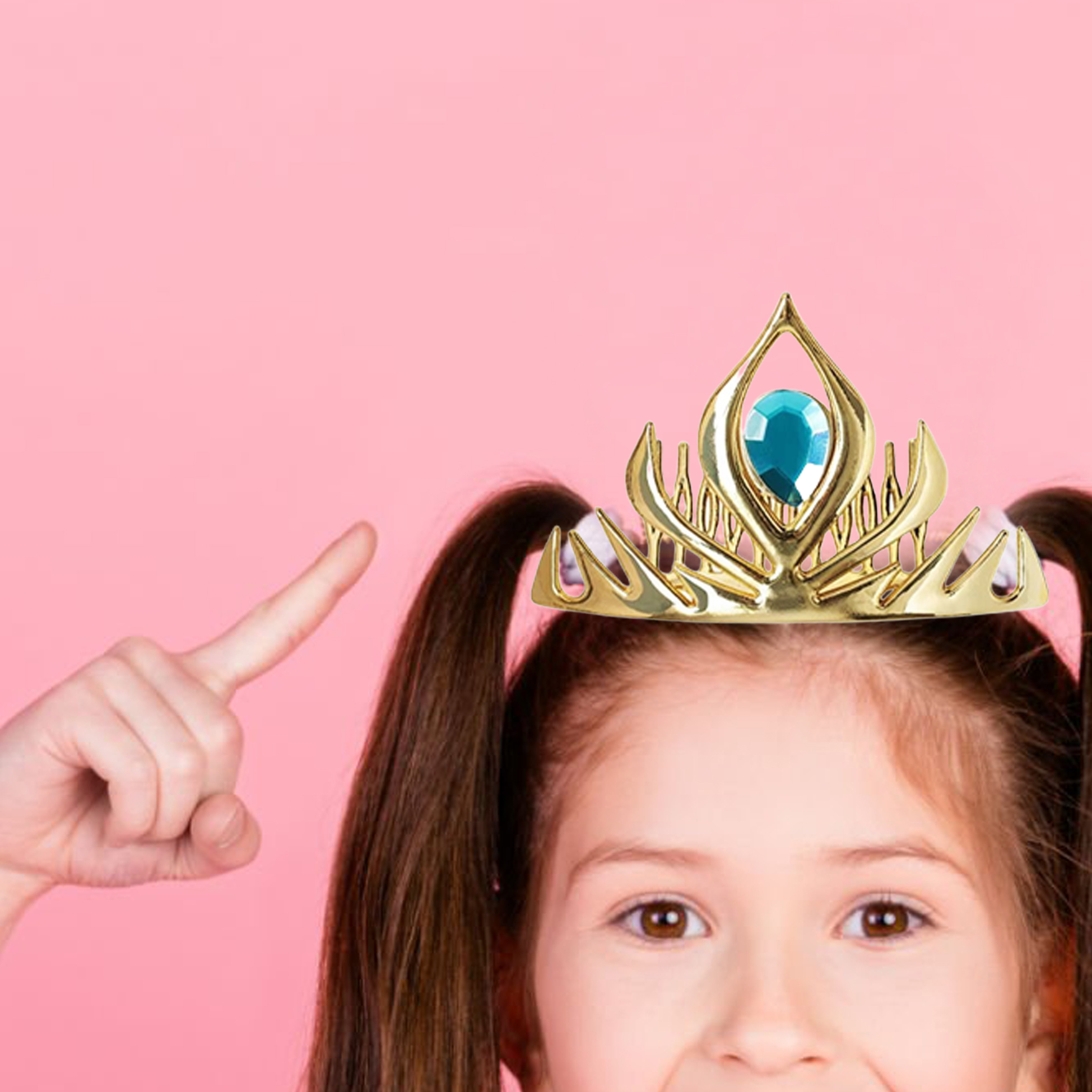 Golden Princess Tiara with Blue Gem