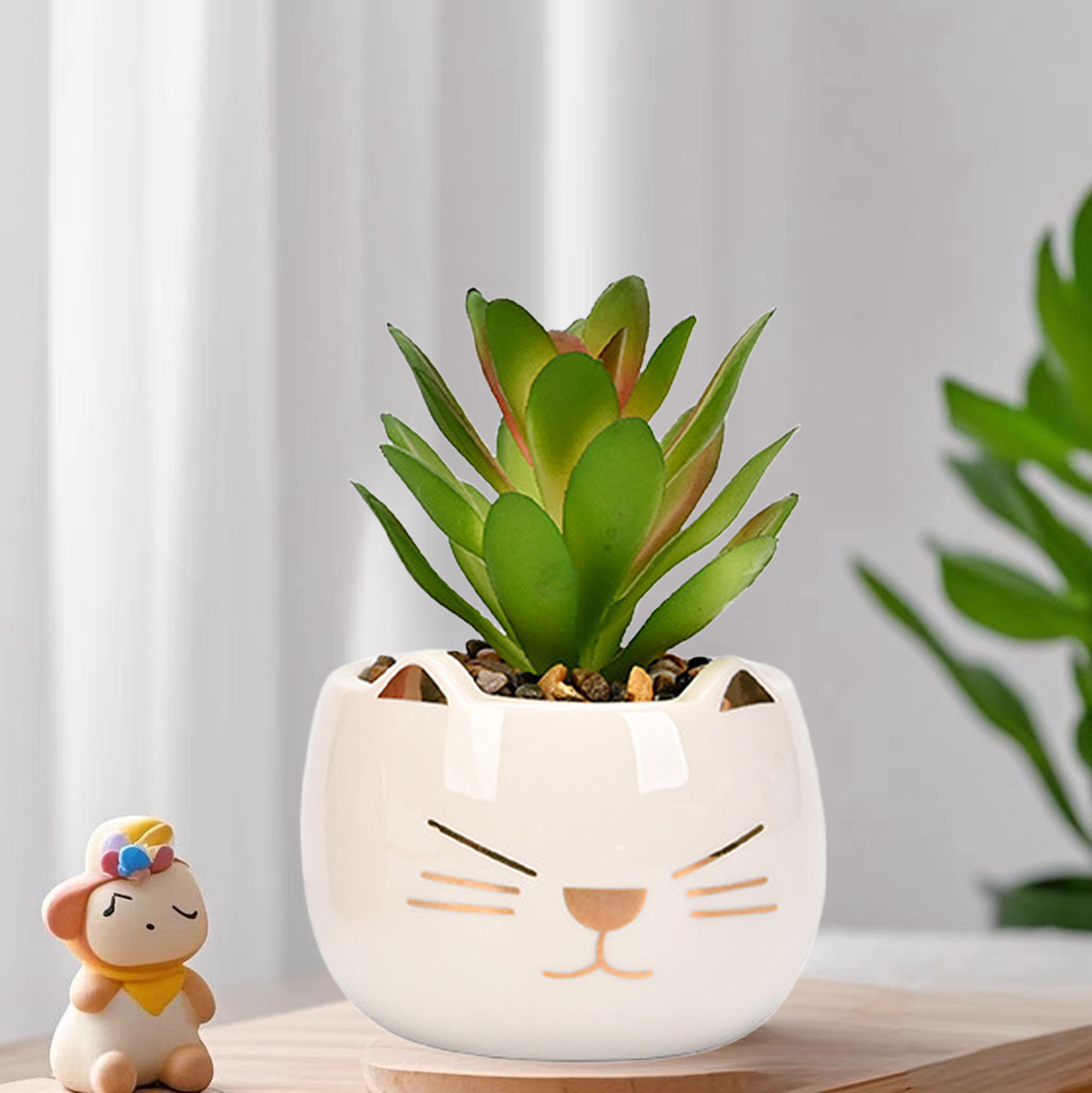 Set of 2 Cat-shaped Succulent Pot