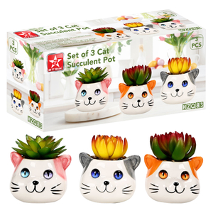 Set of 3 Cat Succulent Pot