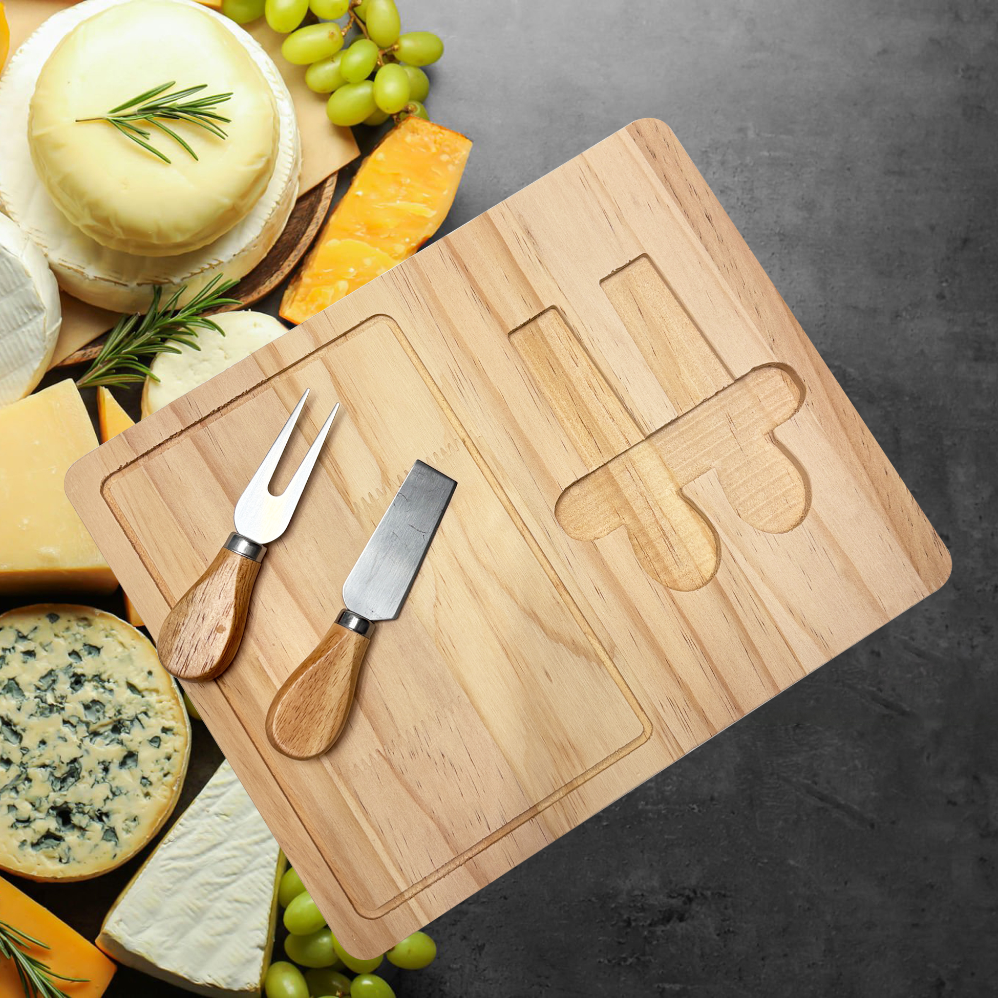 Wooden Cheese Board and Knife Set