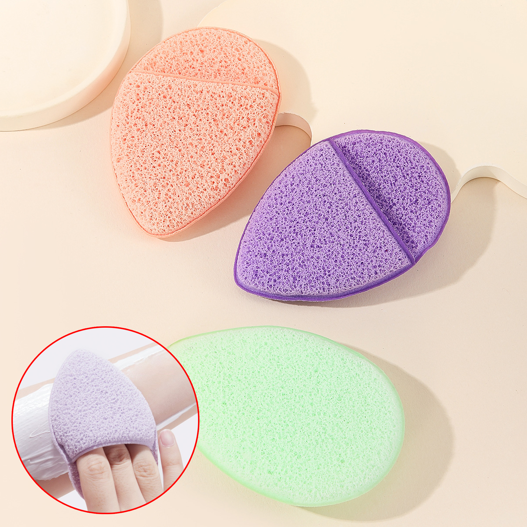 Dual-Layer Teardrop Facial Cleansing Sponges Set