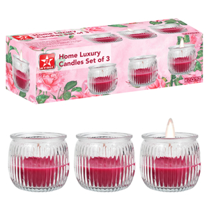 Ribbed Glass Jar Scented Candle Set