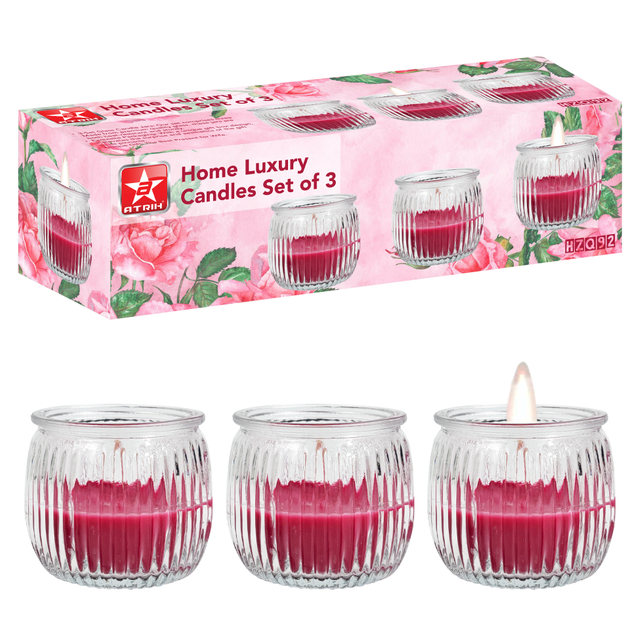 Ribbed Glass Jar Scented Candle Set