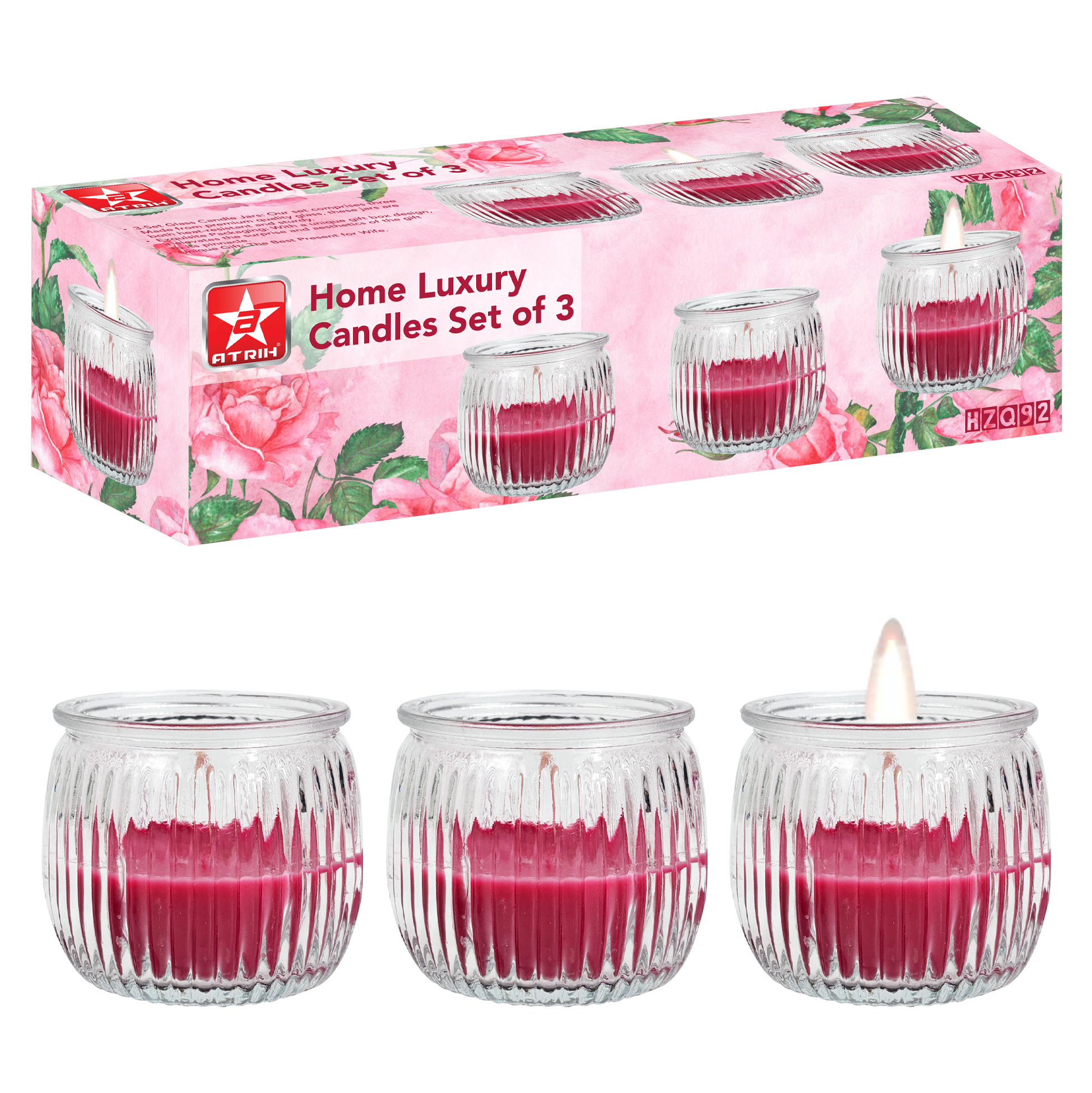Ribbed Glass Jar Scented Candle Set