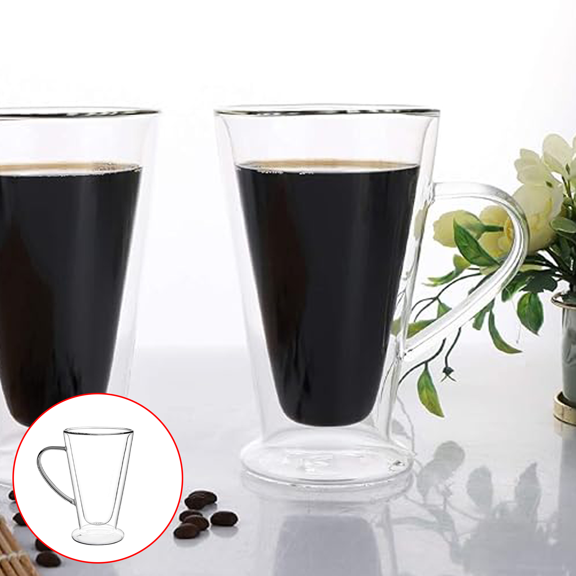 400ml Clear Double Wall Glass with Handle