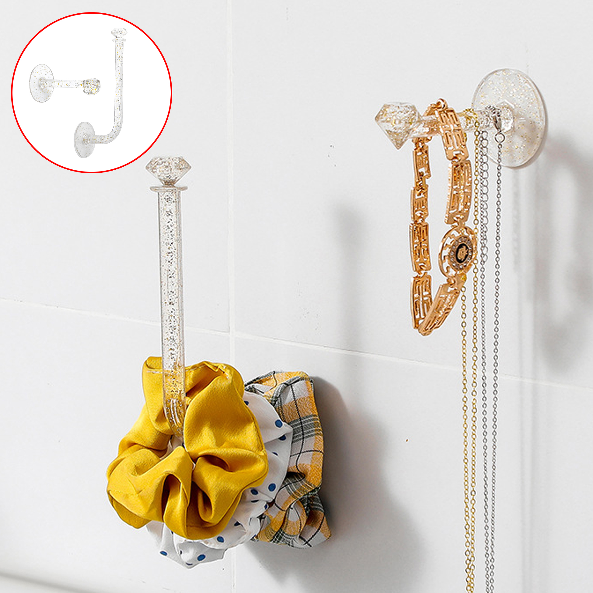 Glitter Clear Acrylic Hair Accessory Organizer Set