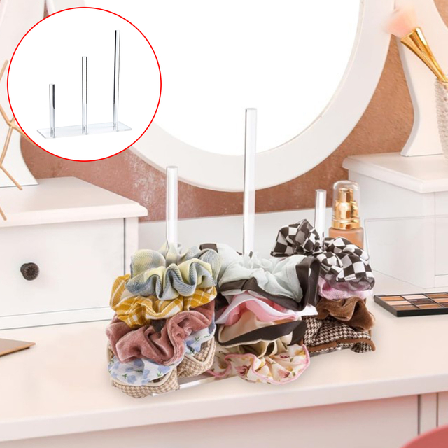 Clear Acrylic Hair Scrunchie & Tie Organizer Rack