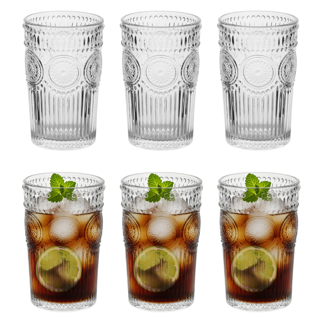 6-Piece Embossed Vintage Glass Tumbler Set