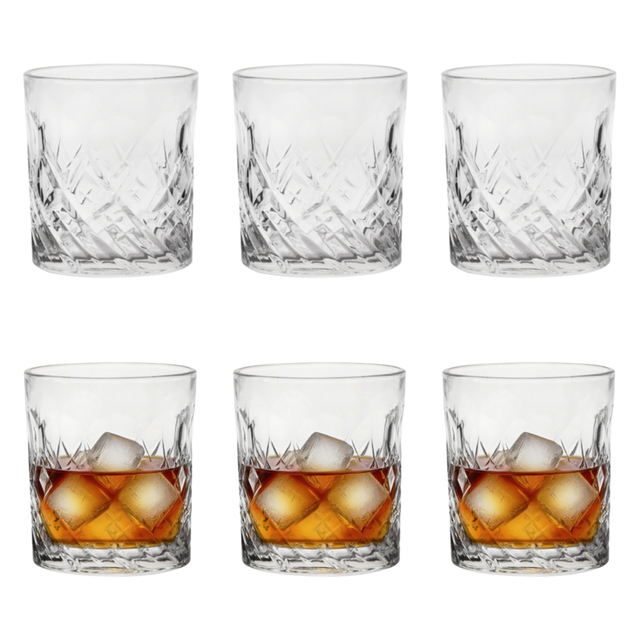 6-Piece Diamond-Etched Whiskey Glass Set