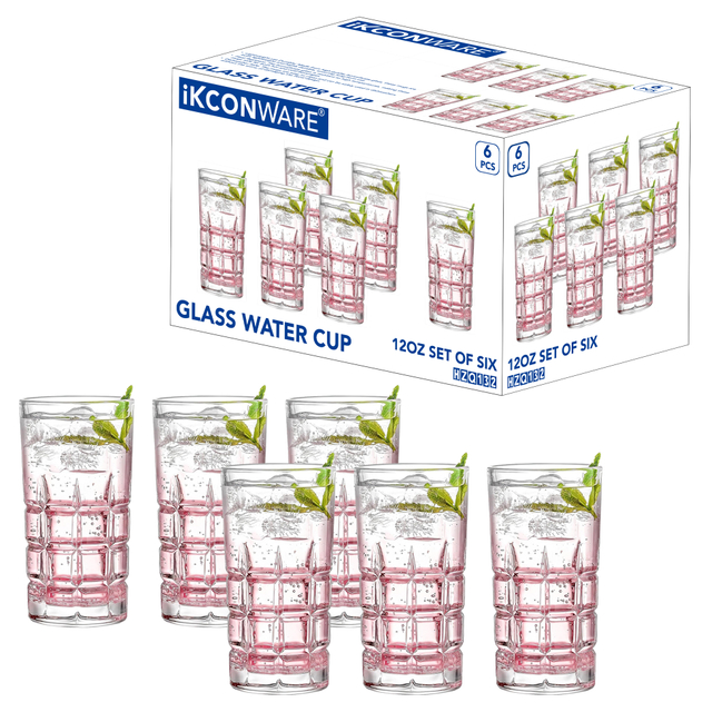 Set of 6 Square-Patterned Drinking Glasses