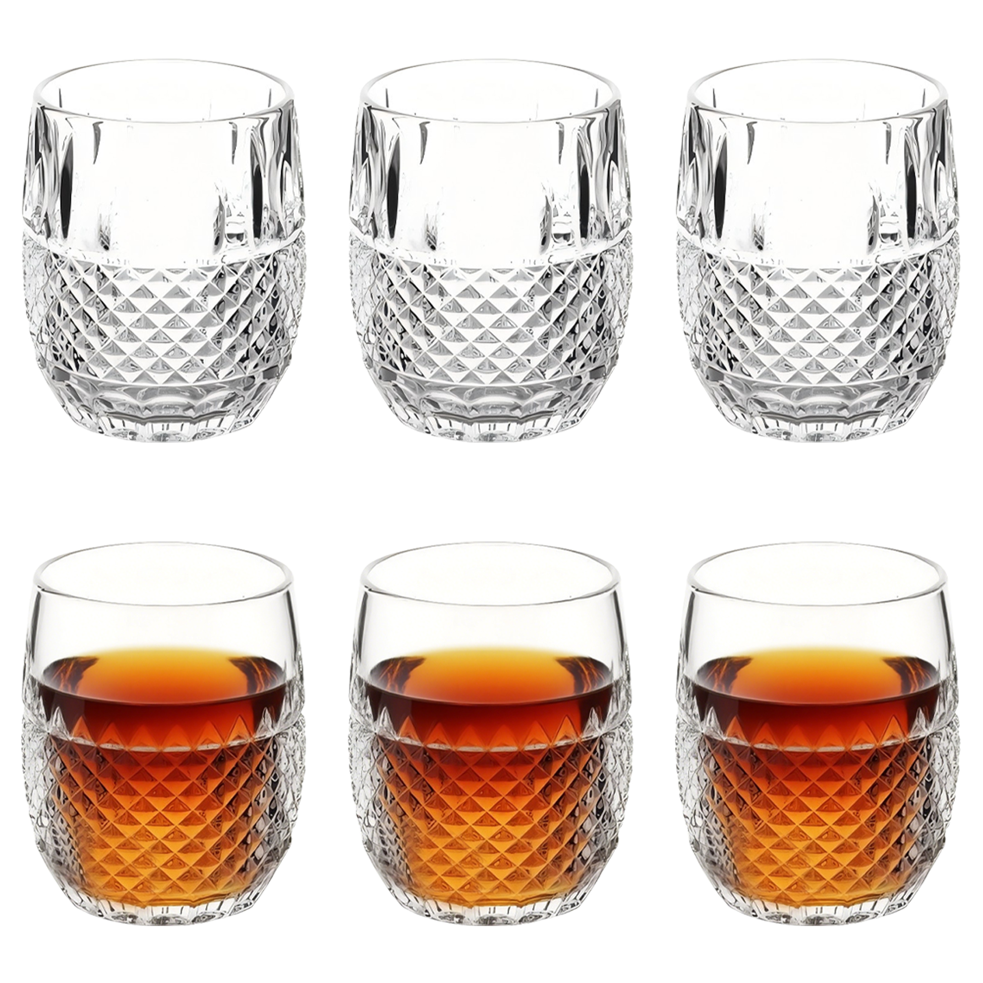 6-Piece Diamond-Textured Whiskey Glass Set