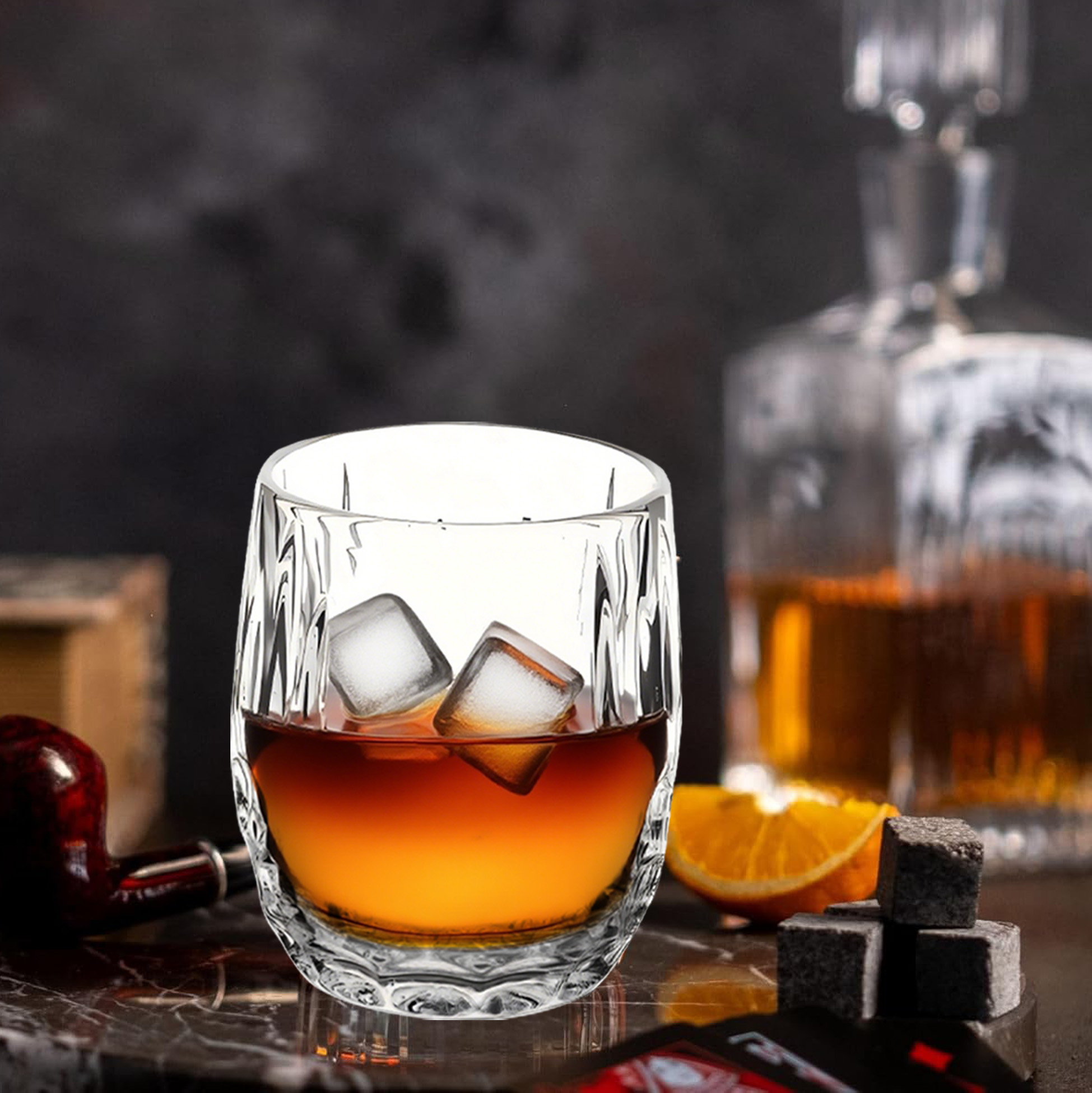 6-Piece Faceted Whiskey Glass Set
