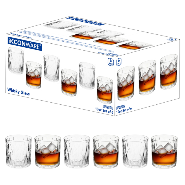 6-Piece Textured Whiskey Glass Set