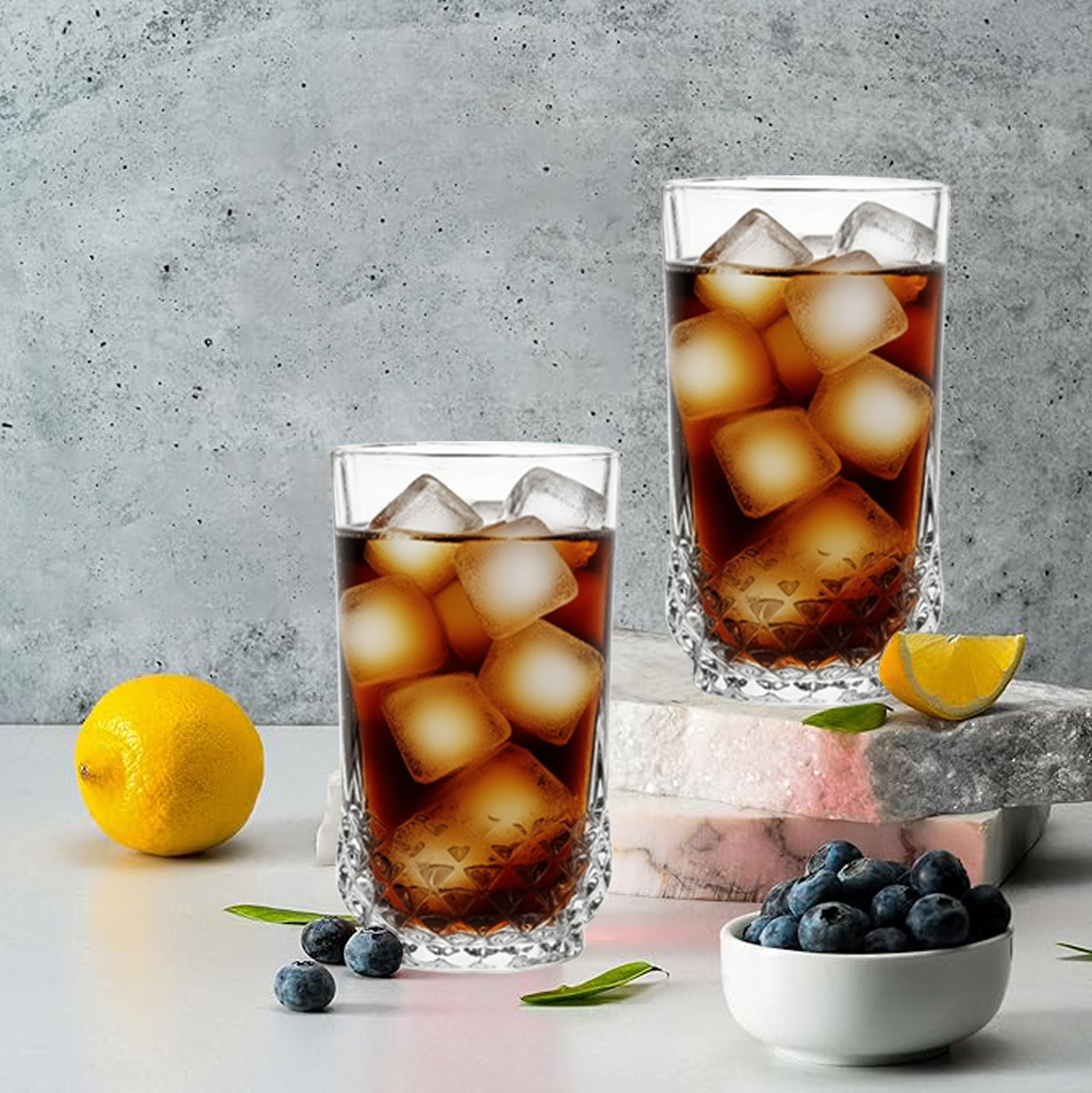 6-Piece Diamond-Base Highball Glass Set