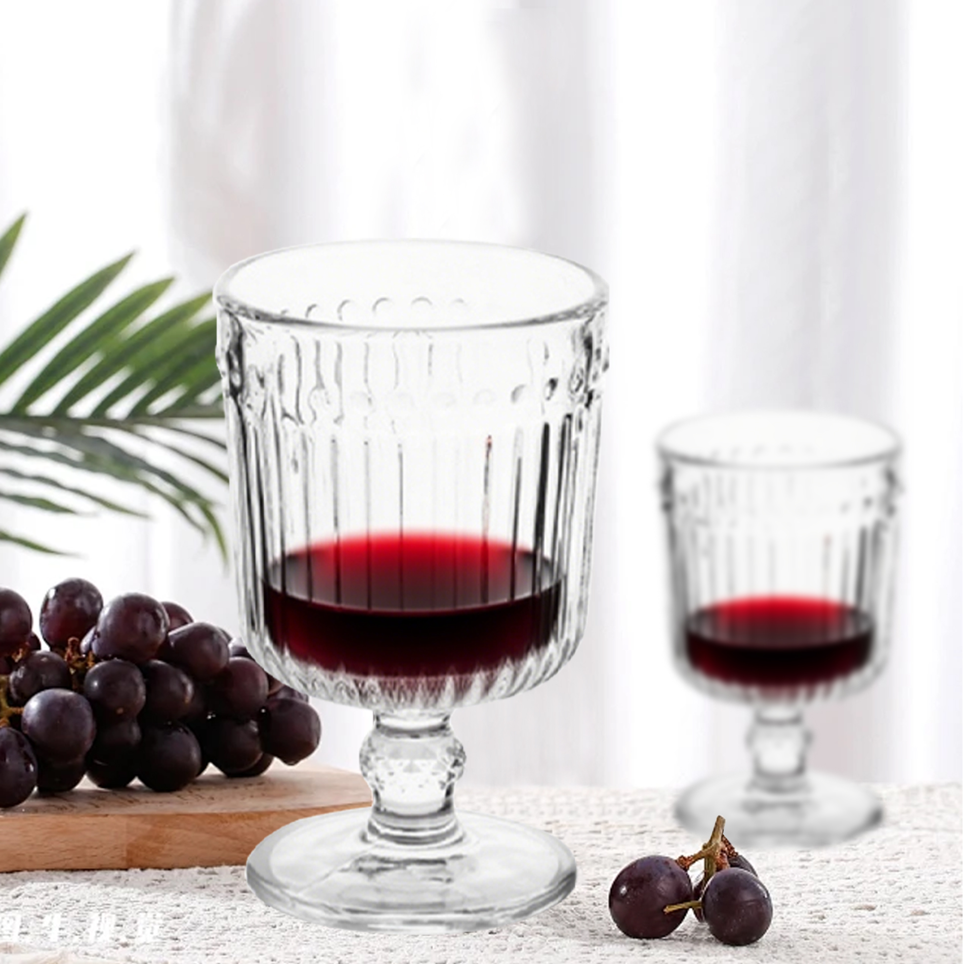 6-Piece Ribbed Stemmed Wine Glass Set