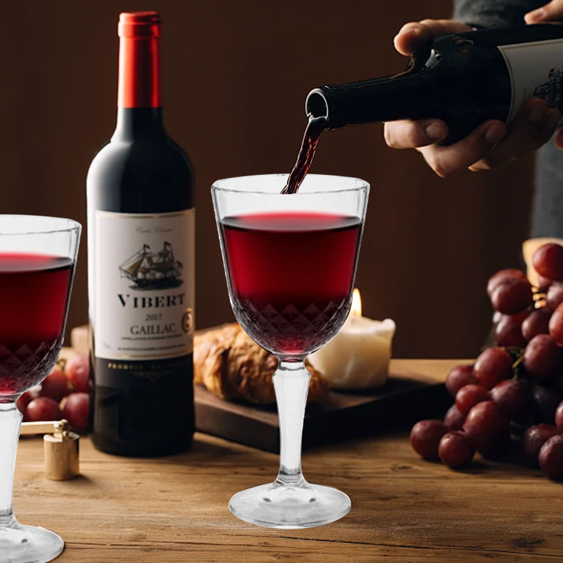 6-Piece Crystal-Cut Wine Glass Set