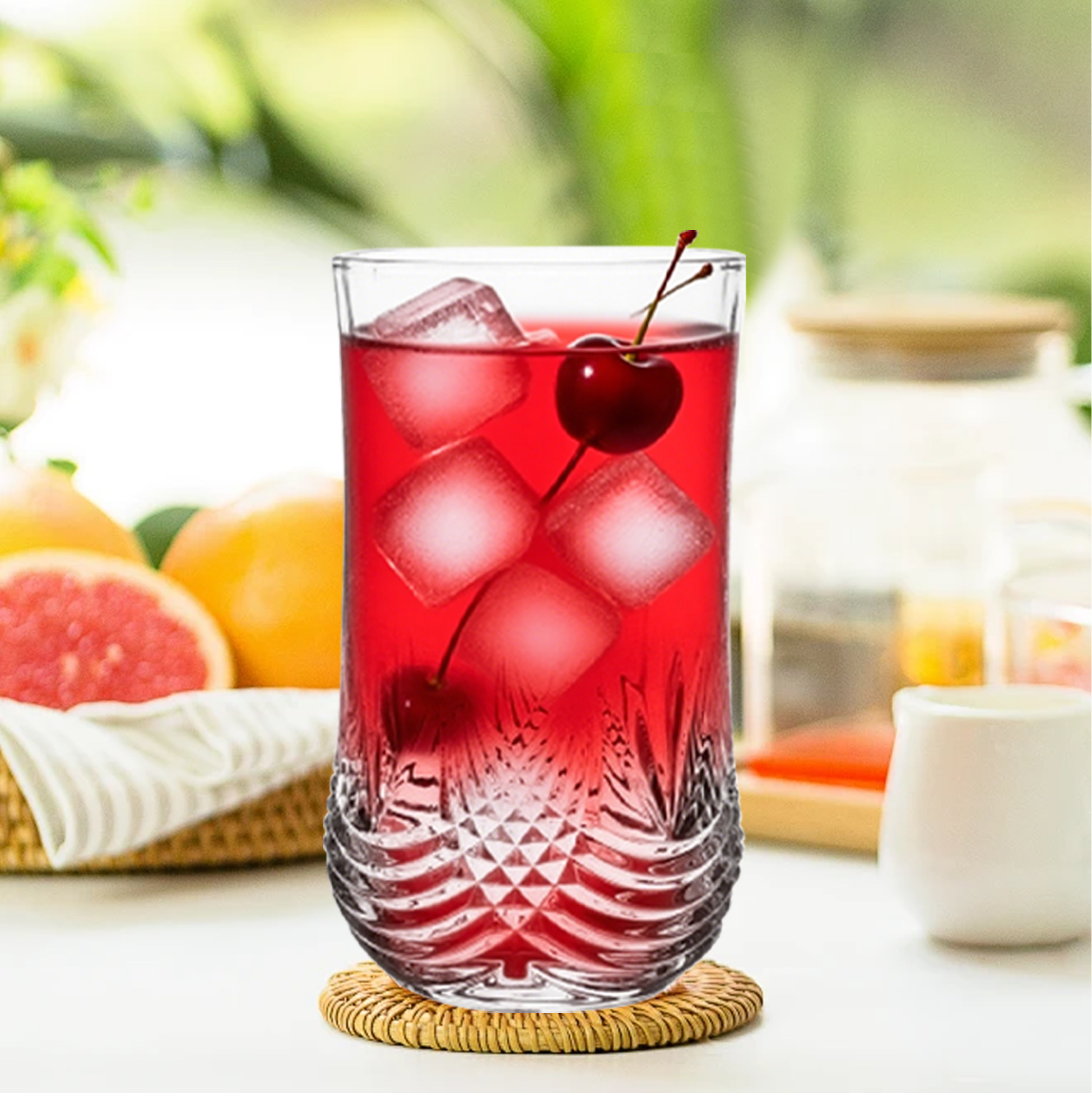 6-Piece Diamond Cut Highball Glass Set