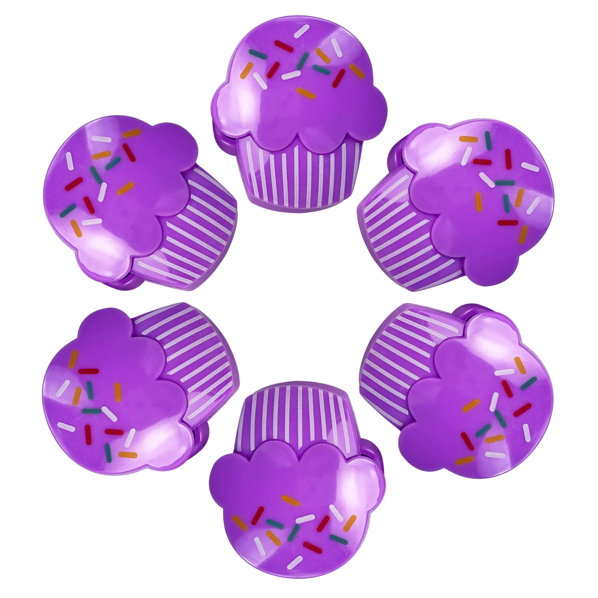 Purple Cupcake-Shaped Plastic Clip Set of 6