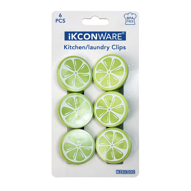 Lime-Pattern Plastic Clip Set of 6