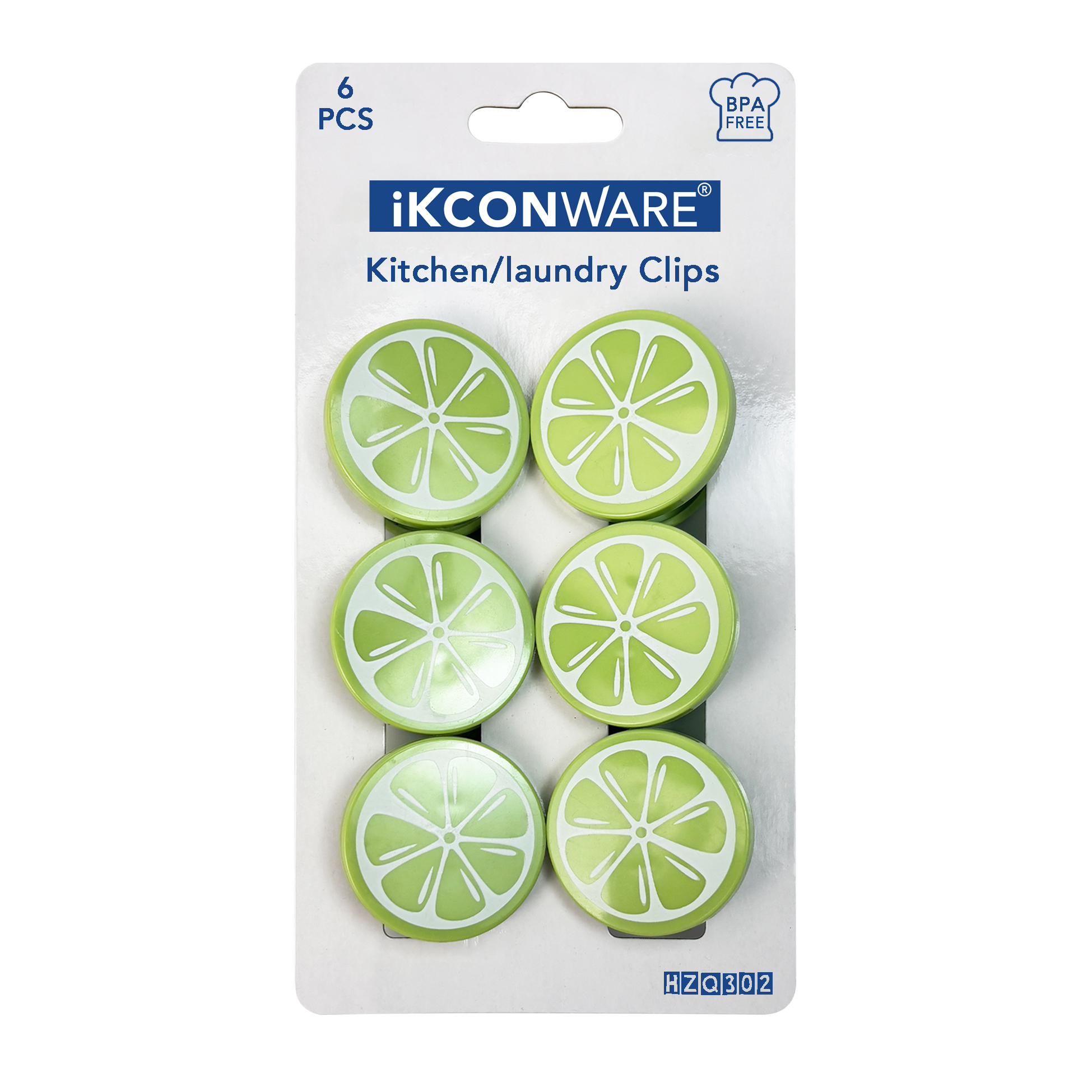 Lime-Pattern Plastic Clip Set of 6